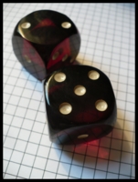 Dice : Dice - 6D - Pair of Large Bakelite Clear Red With White Pips